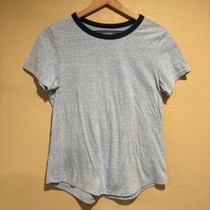 Old Navy Heathered Light Blue with Navy Trim Women's Everywhere Tee
